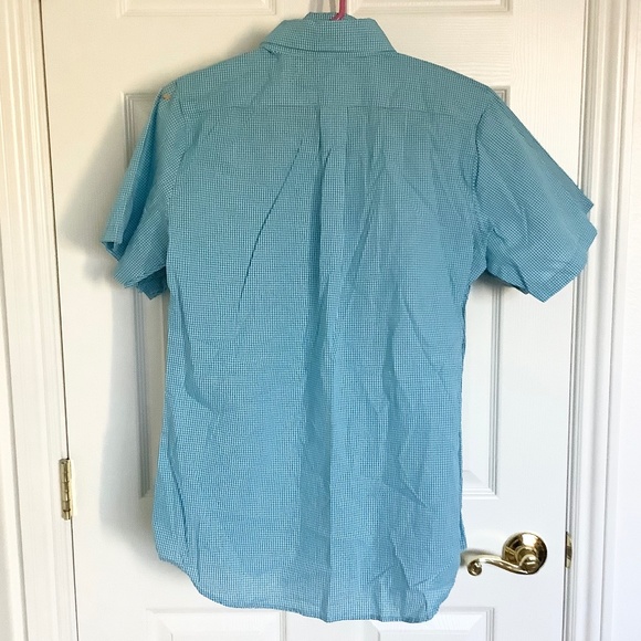 Mens XS-S New American Apparel Short Sleeve Button Lt Blue Shirt Cotton USA Made - Picture 7 of 16